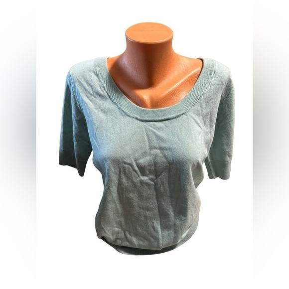 New ModCloth Women’s Short Sleeve Pale Green Soft Sweater Size Large Round Neck - Picture 2 of 15
